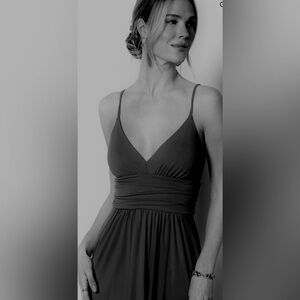 NWT Susana Monaco Gather Waist Side Slit Maxi Dress, medium, midnight